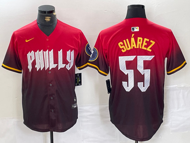 Men's Philadelphia Phillies Ranger Suarez #55 Red 2024 City Connect Limited Player Jerseys