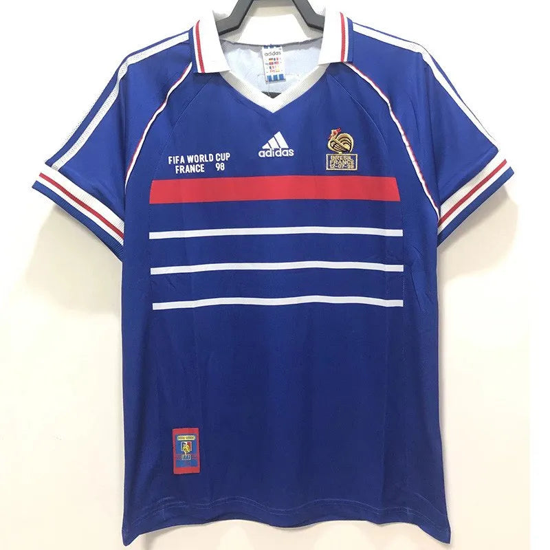 1998 France Home Blue Retro Soccer Jersey (Have CUP FRAMCE 98 有右胸小字) Detail 1