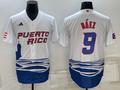 Men's 2023 World Baseball Classic #9 Javier Baez Puerto Rico White Jerseys