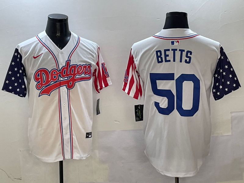 Men's Los Angeles Dodgers Mookie Betts White Replica Game Jerseys