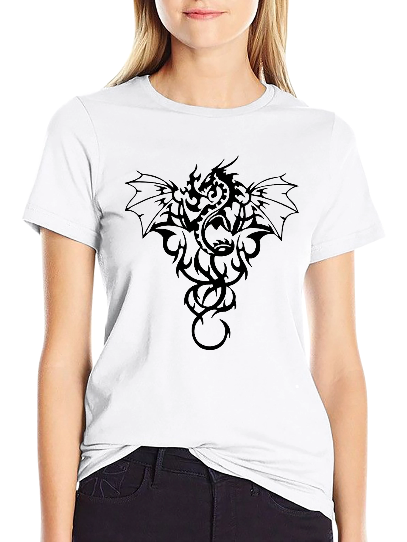 Black Dragon Graphic Tee - Mens Short Sleeve Crew Neck Shirt