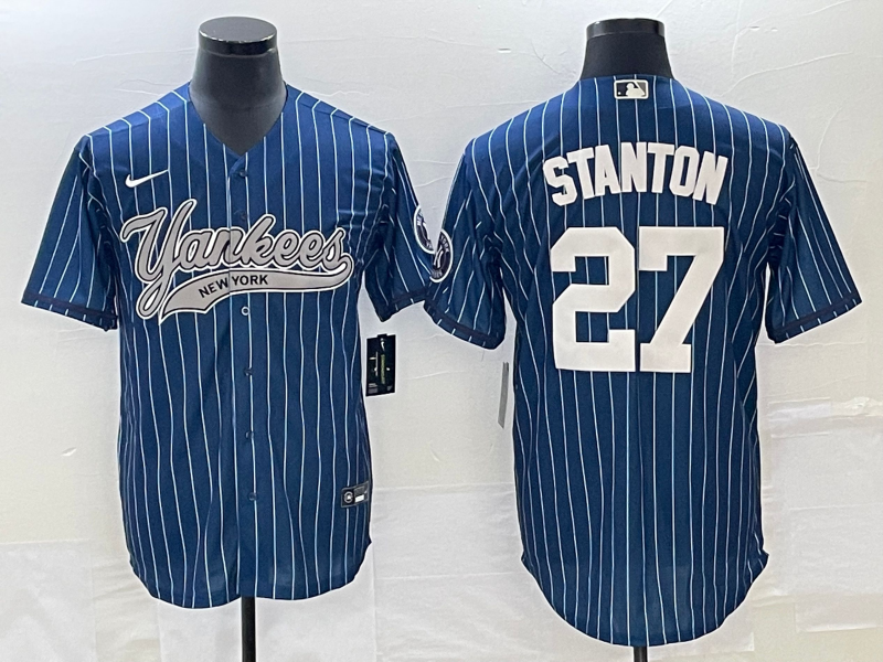 Men's New York Yankees Giancarlo Stanton #27 Blue Player Jerseys Joint Edition