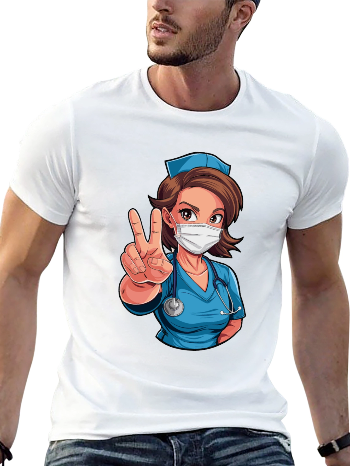 Nurse Cartoon Graphic T-Shirt