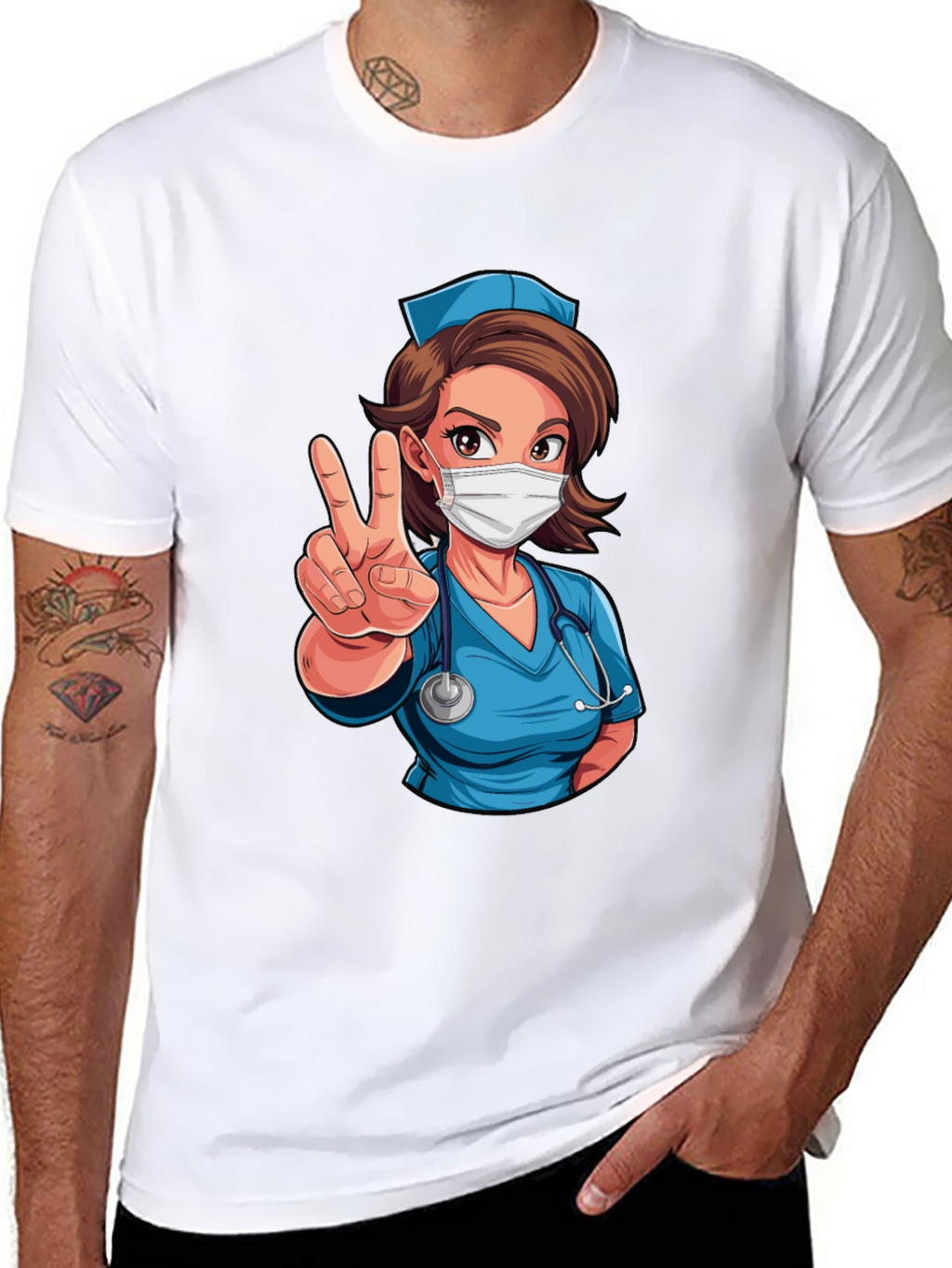 Nurse Cartoon Graphic T-Shirt