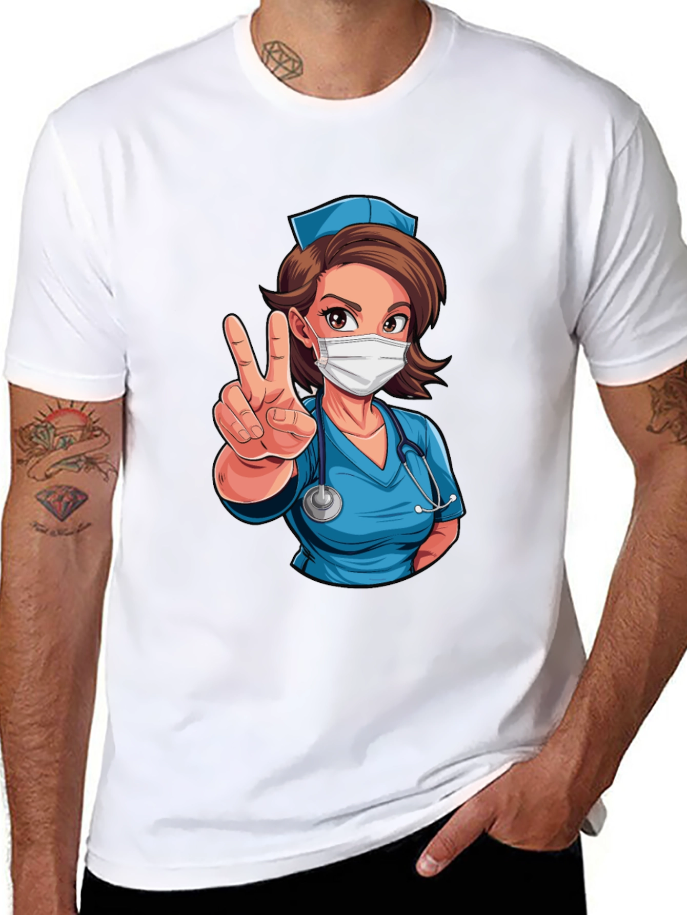 Nurse Cartoon Graphic T-Shirt