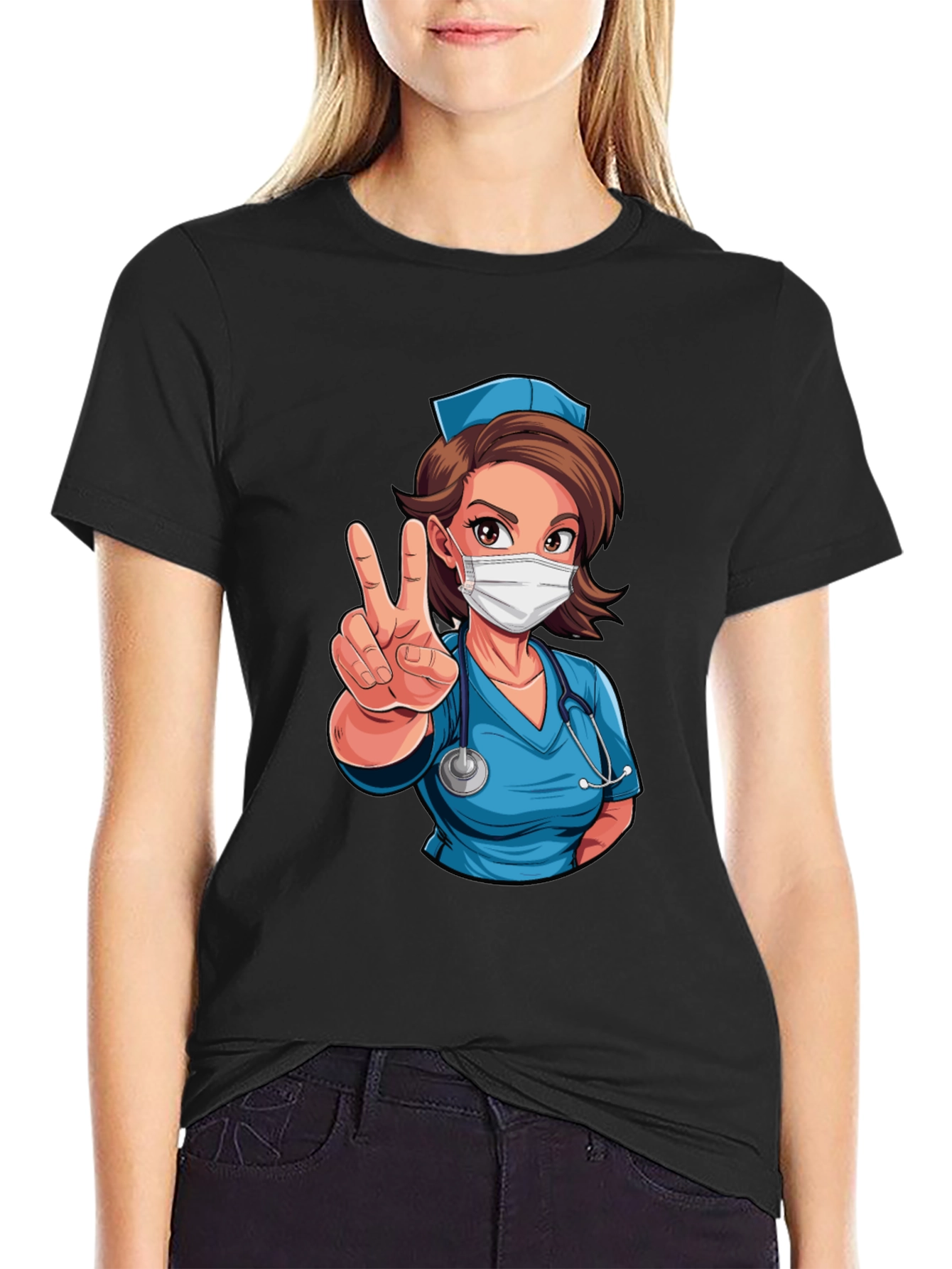 Nurse Cartoon Graphic T-Shirt