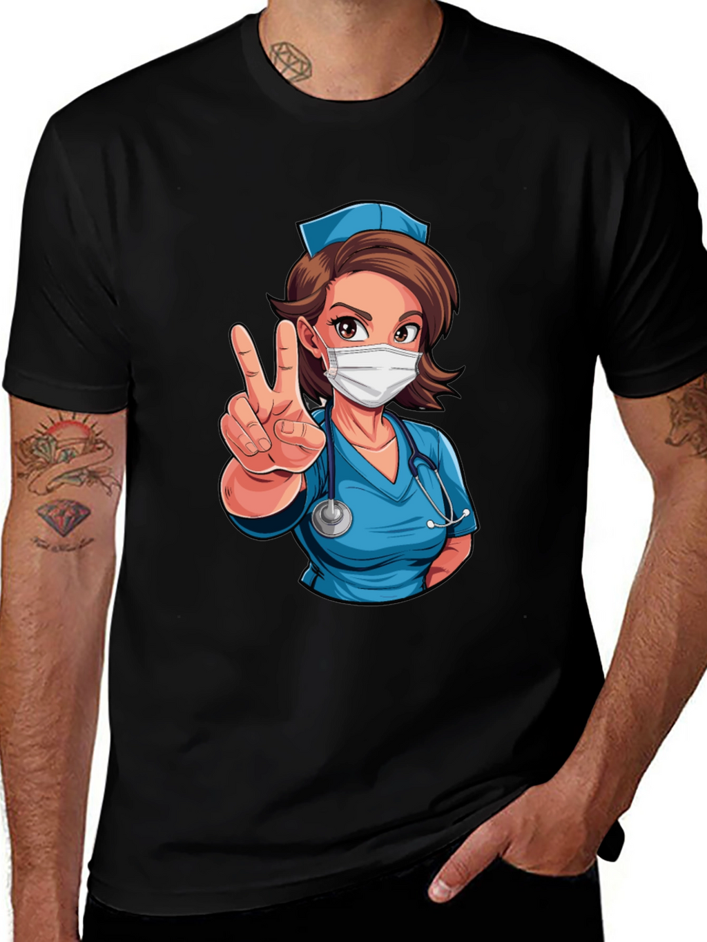 Nurse Cartoon Graphic T-Shirt