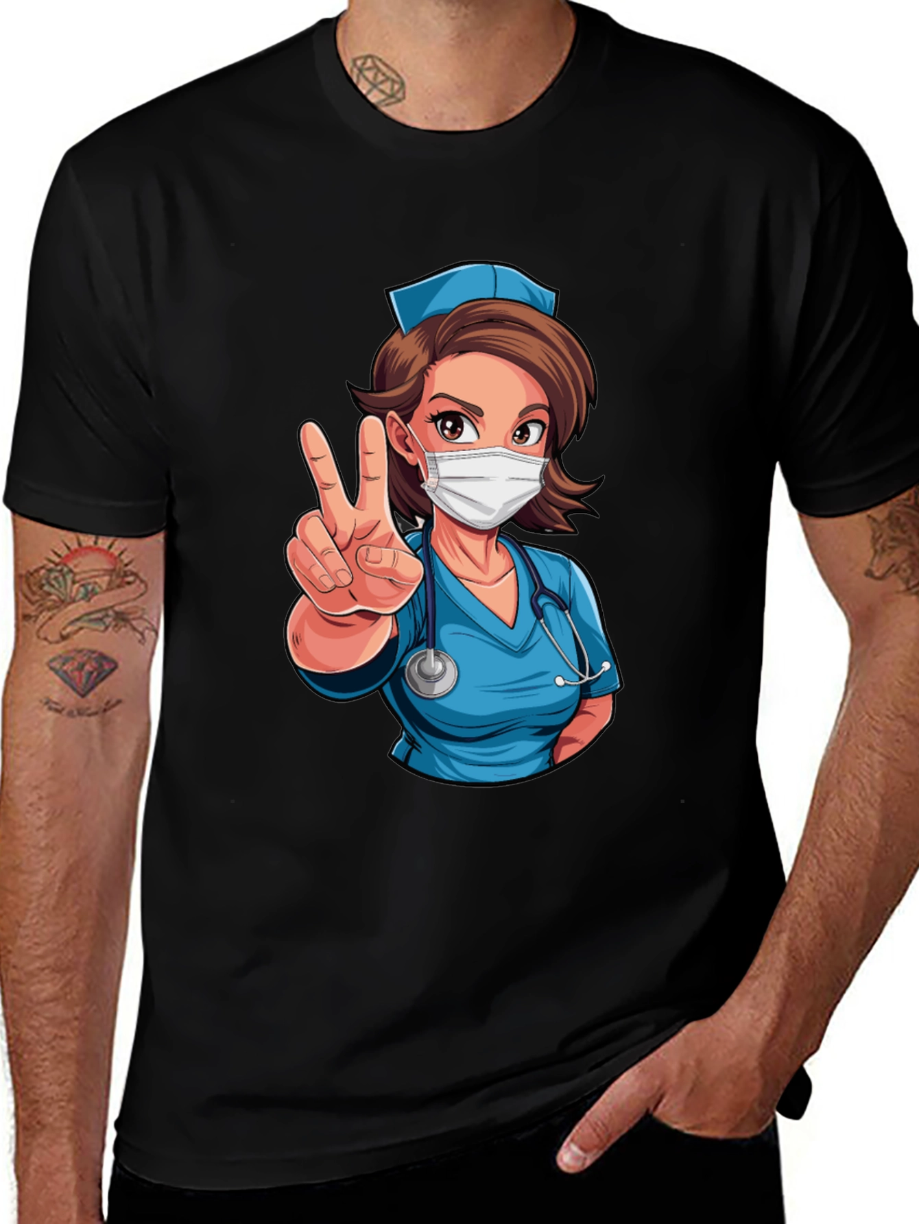 Nurse Cartoon Graphic T-Shirt
