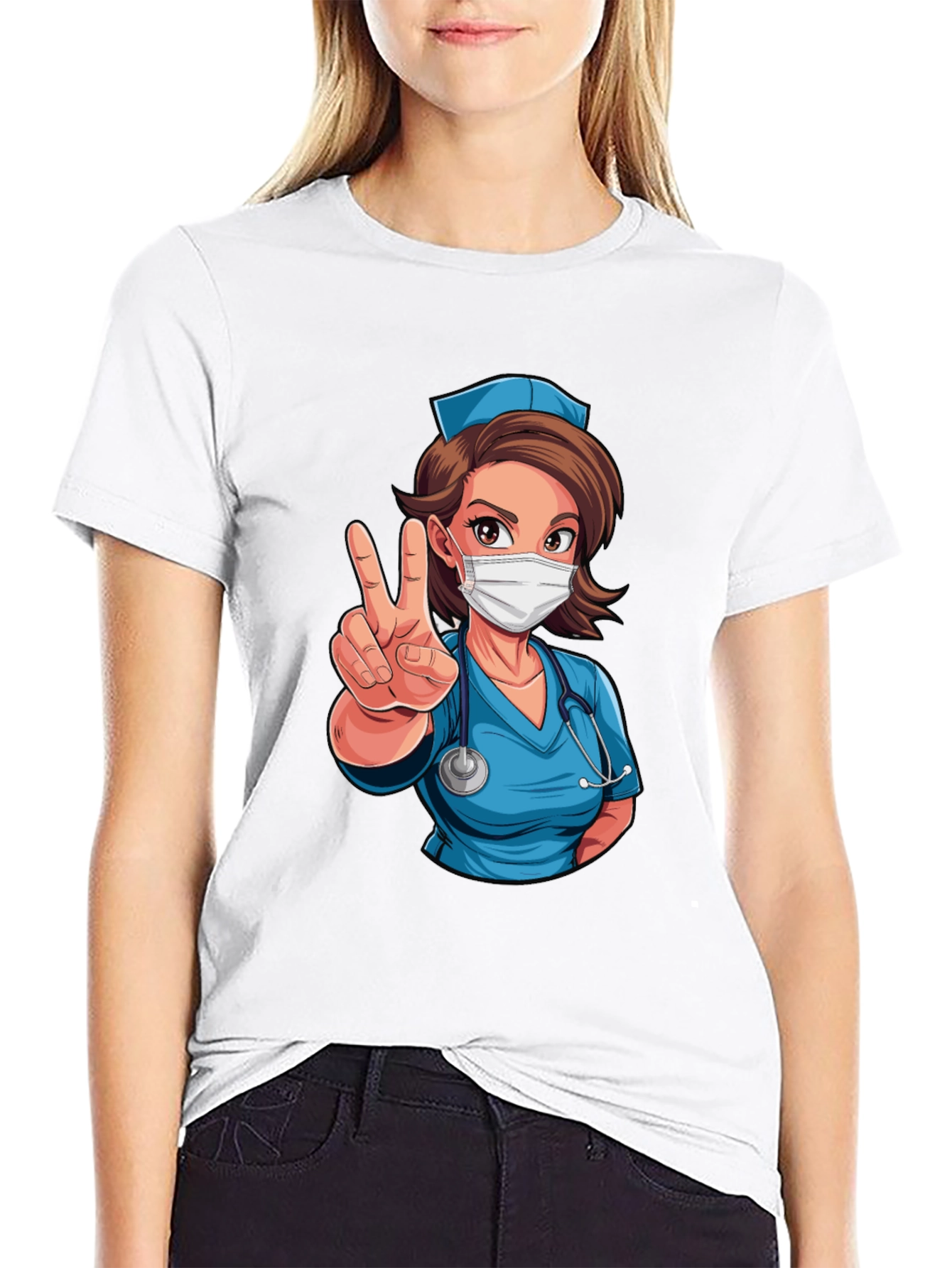 Nurse Cartoon Graphic T-Shirt