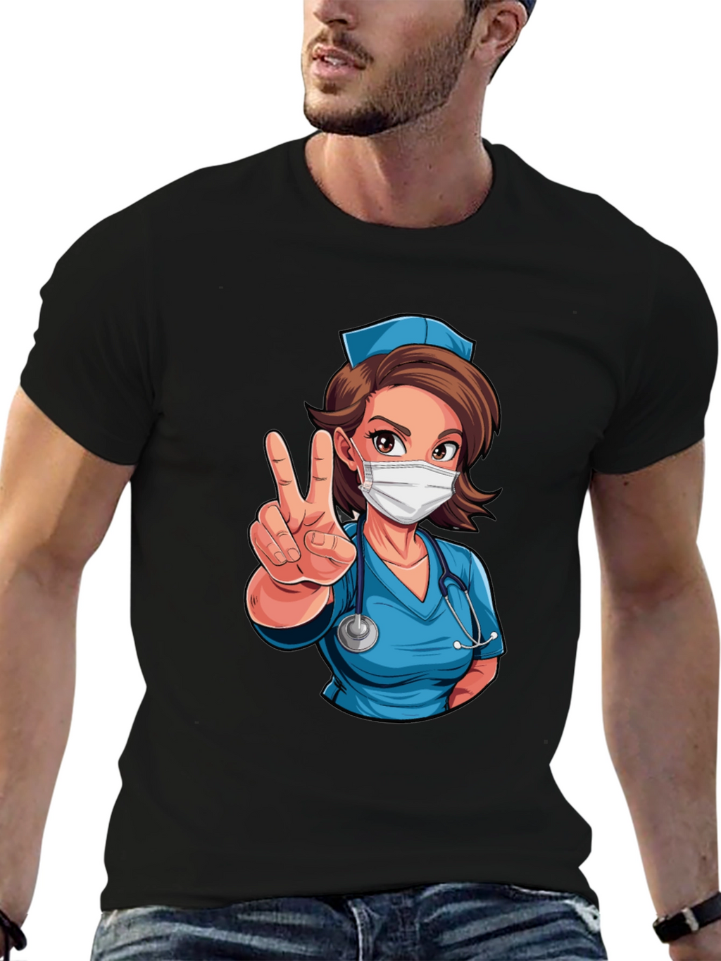 Nurse Cartoon Graphic T-Shirt