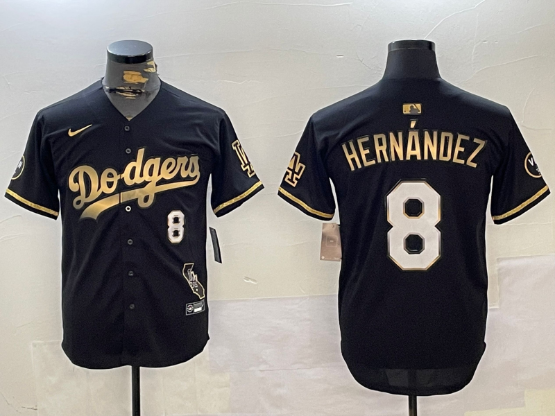 Men's Los Angeles Dodgers Enrique Hernandez #8 Black Game Player Jerseys