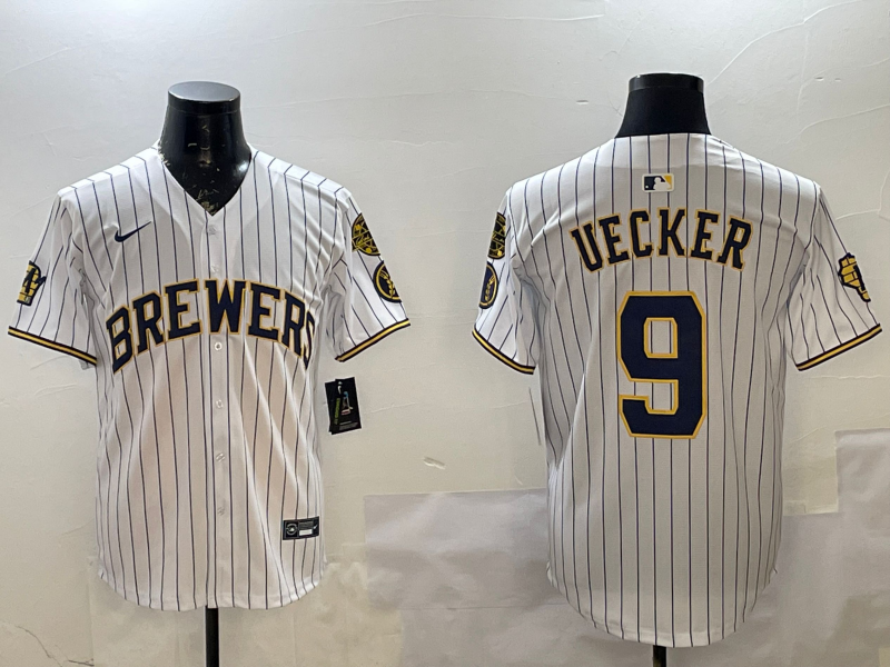 Men's Milwaukee Brewers Bob Uecker #9 White Limited Player Jerseys