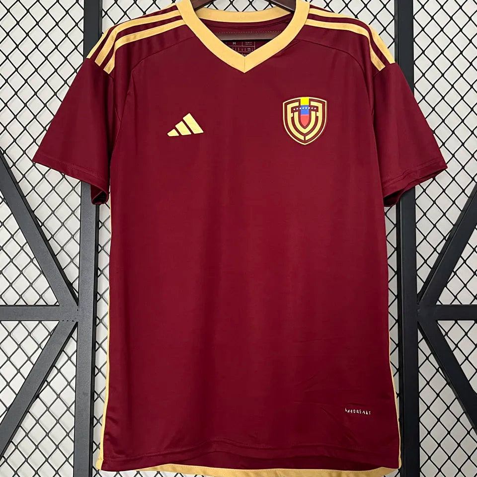 2024/25 Venezuela Home Red Fans Soccer Jersey Detail 4