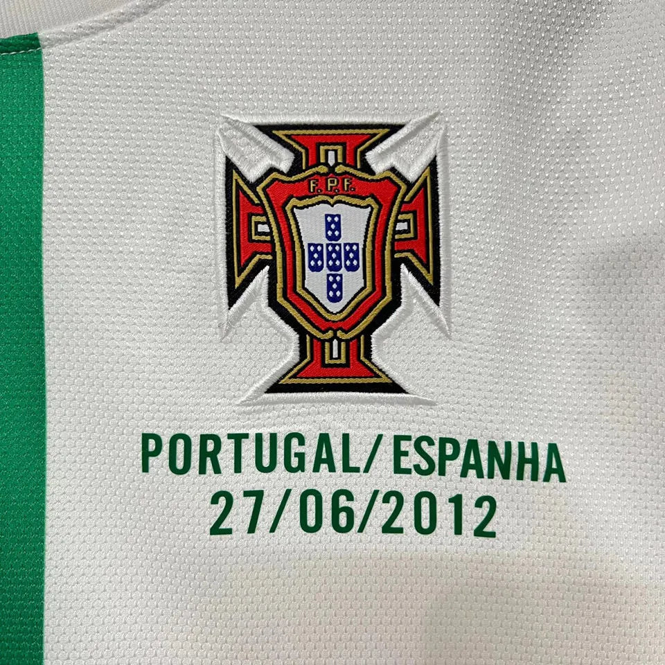 2012 Portugal Away White Long Sleeve Retro Soccer Jersey Detail 3