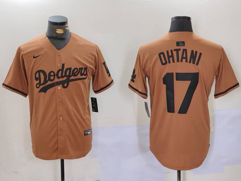Men's Los Angeles Dodgers Shohei Ohtani #17 Brown Game Player Jerseys