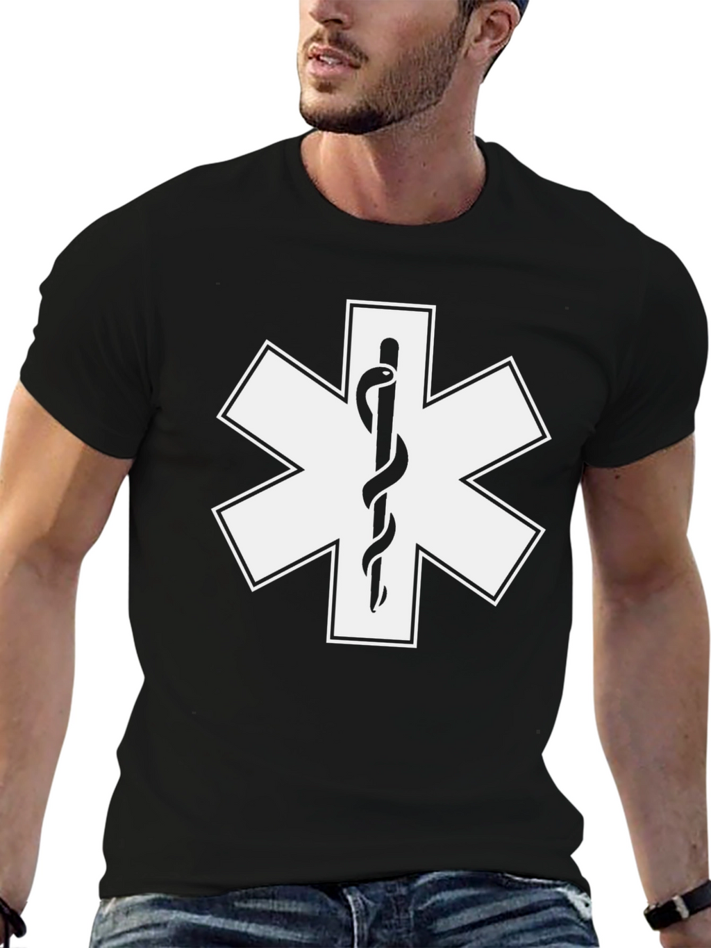 Star of Life T-Shirt - Black Medical EMS Tee