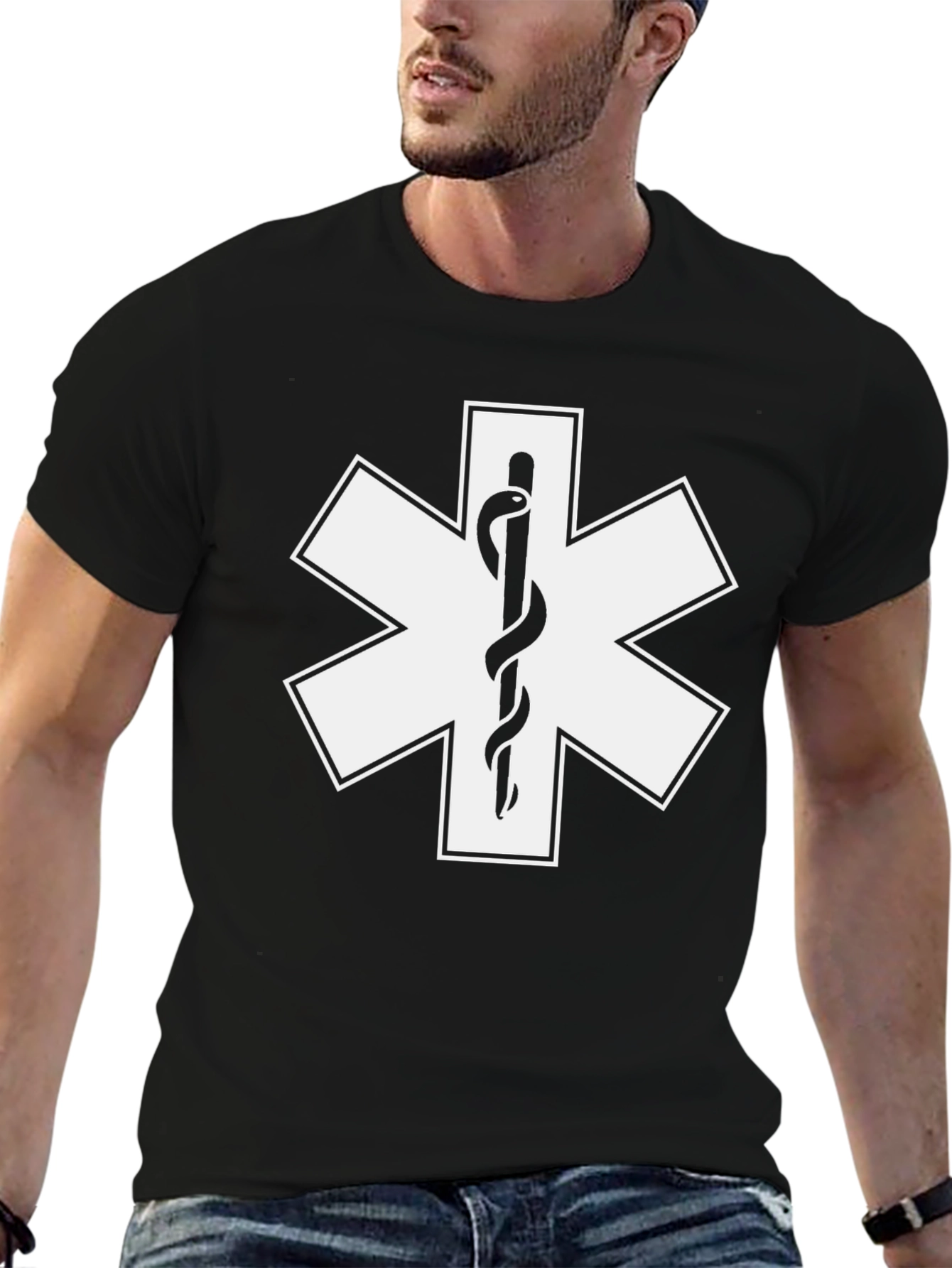 Star of Life T-Shirt - Black Medical EMS Tee