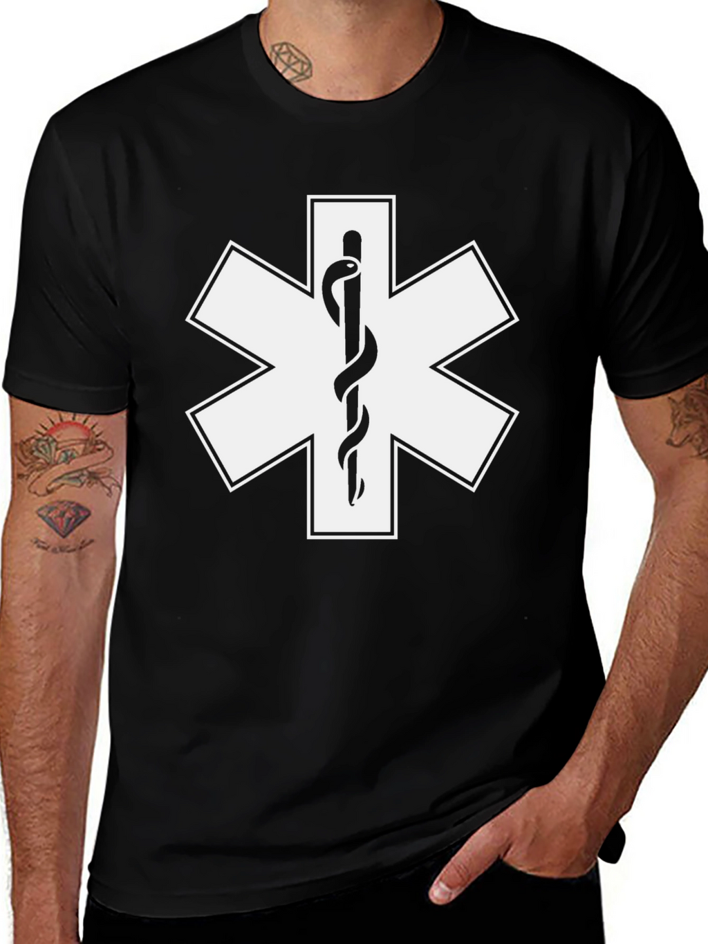 Star of Life T-Shirt - Black Medical EMS Tee