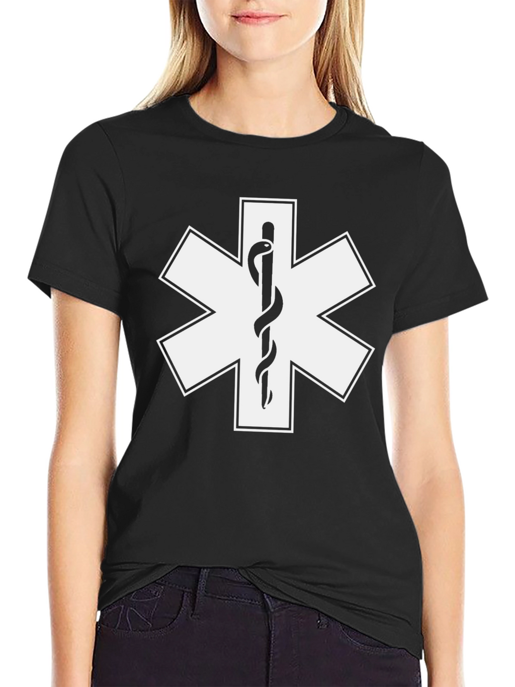 Star of Life T-Shirt - Black Medical EMS Tee