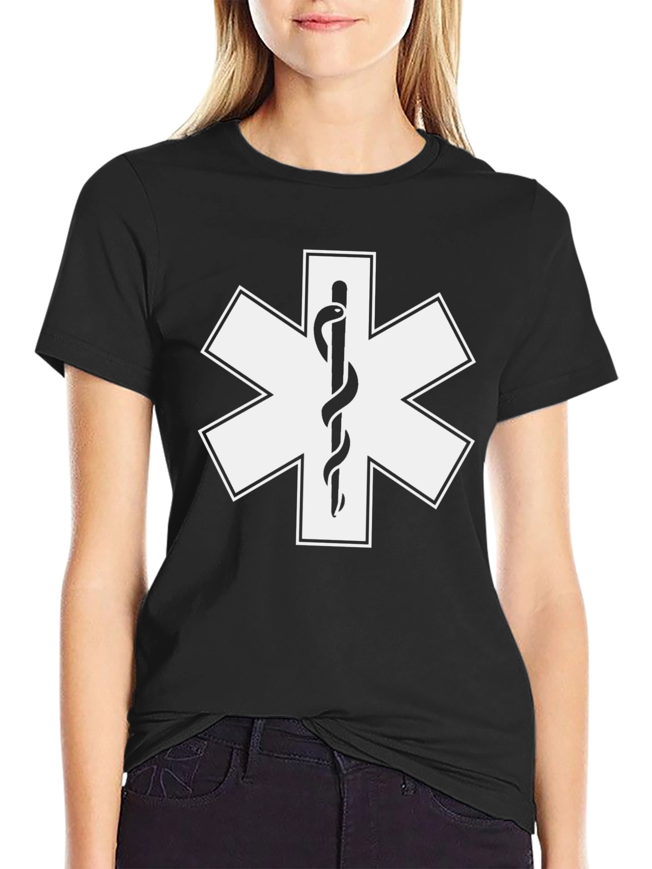 Star of Life T-Shirt - Black Medical EMS Tee