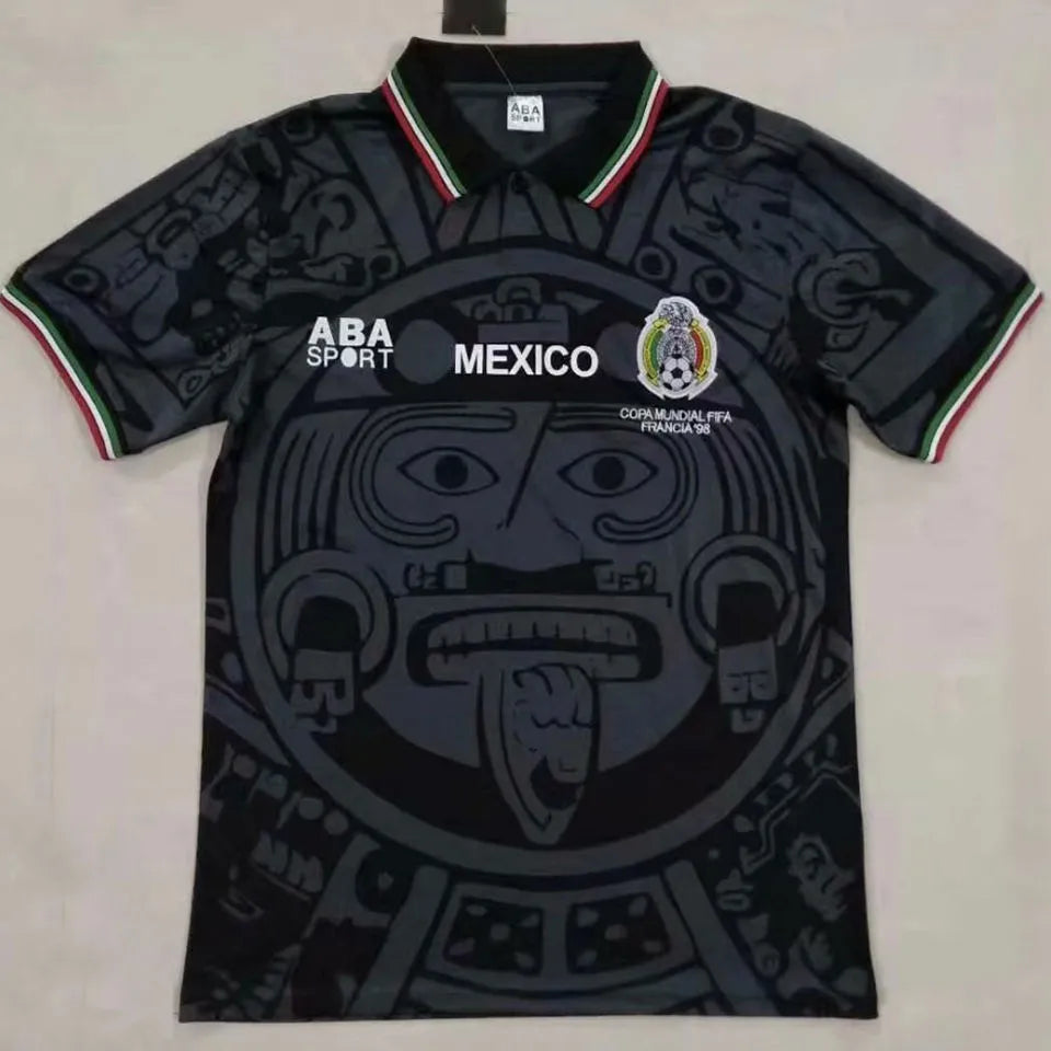 1998 Mexico Black Retro Soccer Jersey Back