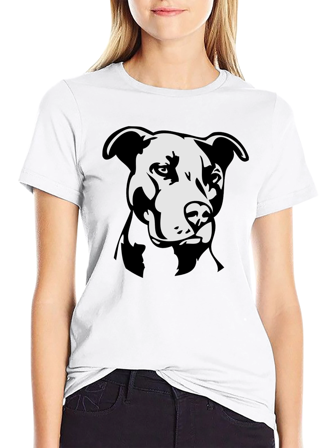 Pitbull Dog Graphic T-Shirt - Black Crew Neck Tee