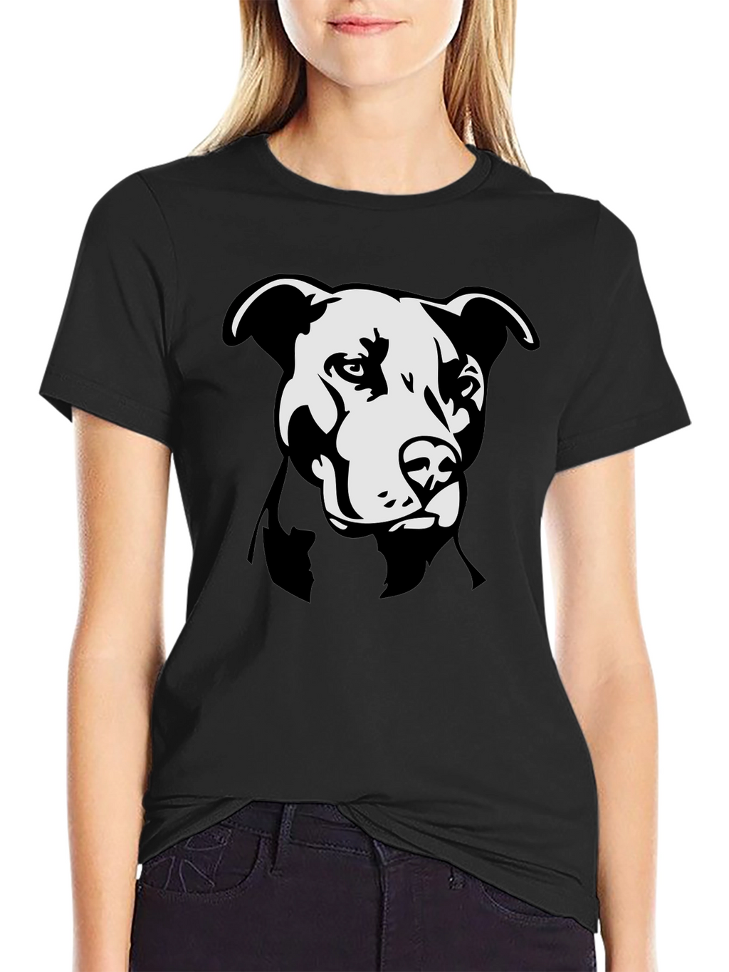 Pitbull Dog Graphic T-Shirt - Black Crew Neck Tee