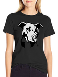 Pitbull Dog Graphic T-Shirt - Black Crew Neck Tee