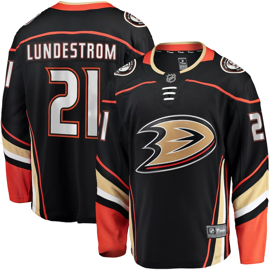 Men's Anaheim Ducks Isac Lundestrom #21 Black Home Breakaway Jerseys