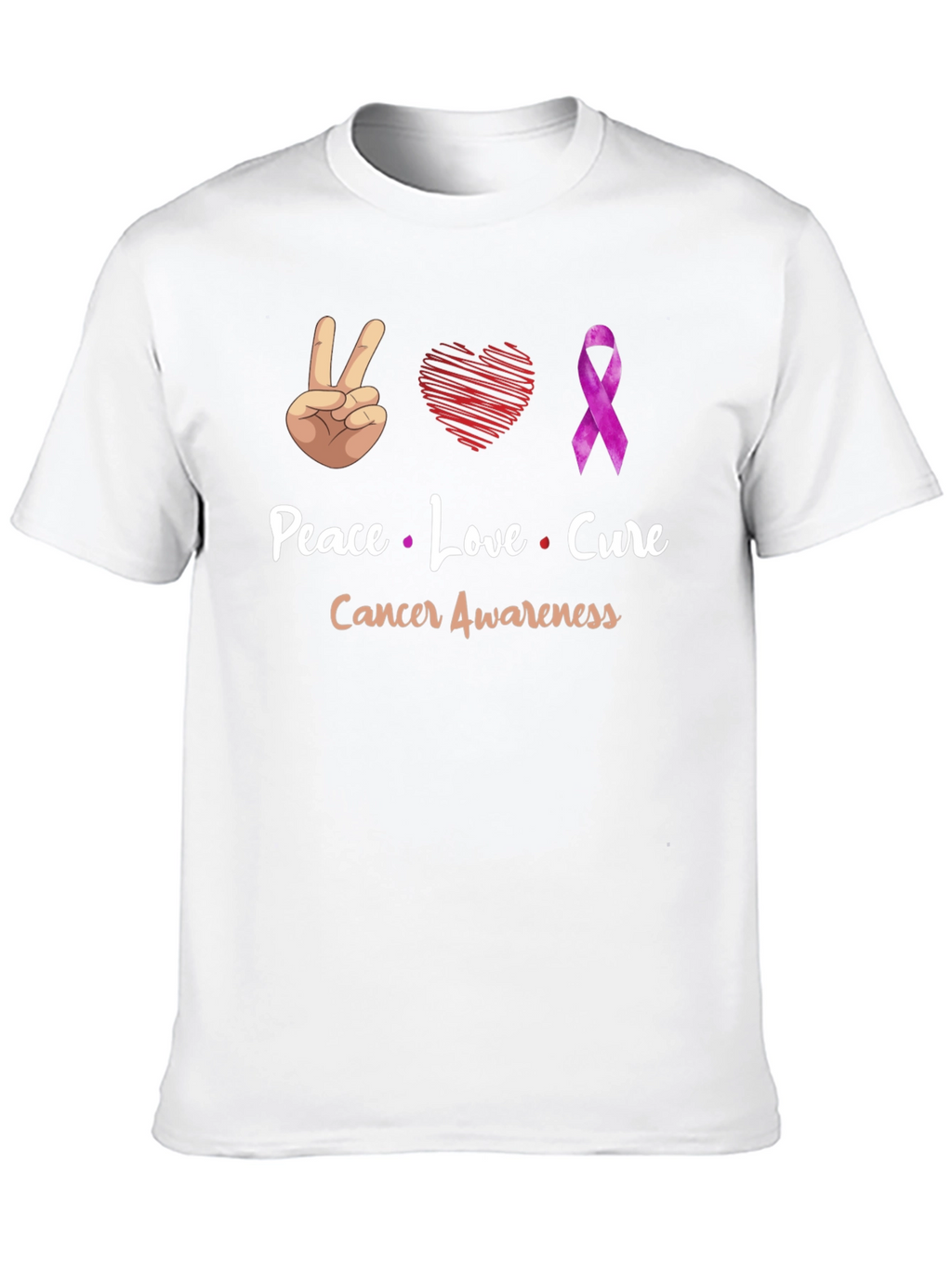 Peace Love Cure Cancer Awareness T-Shirt