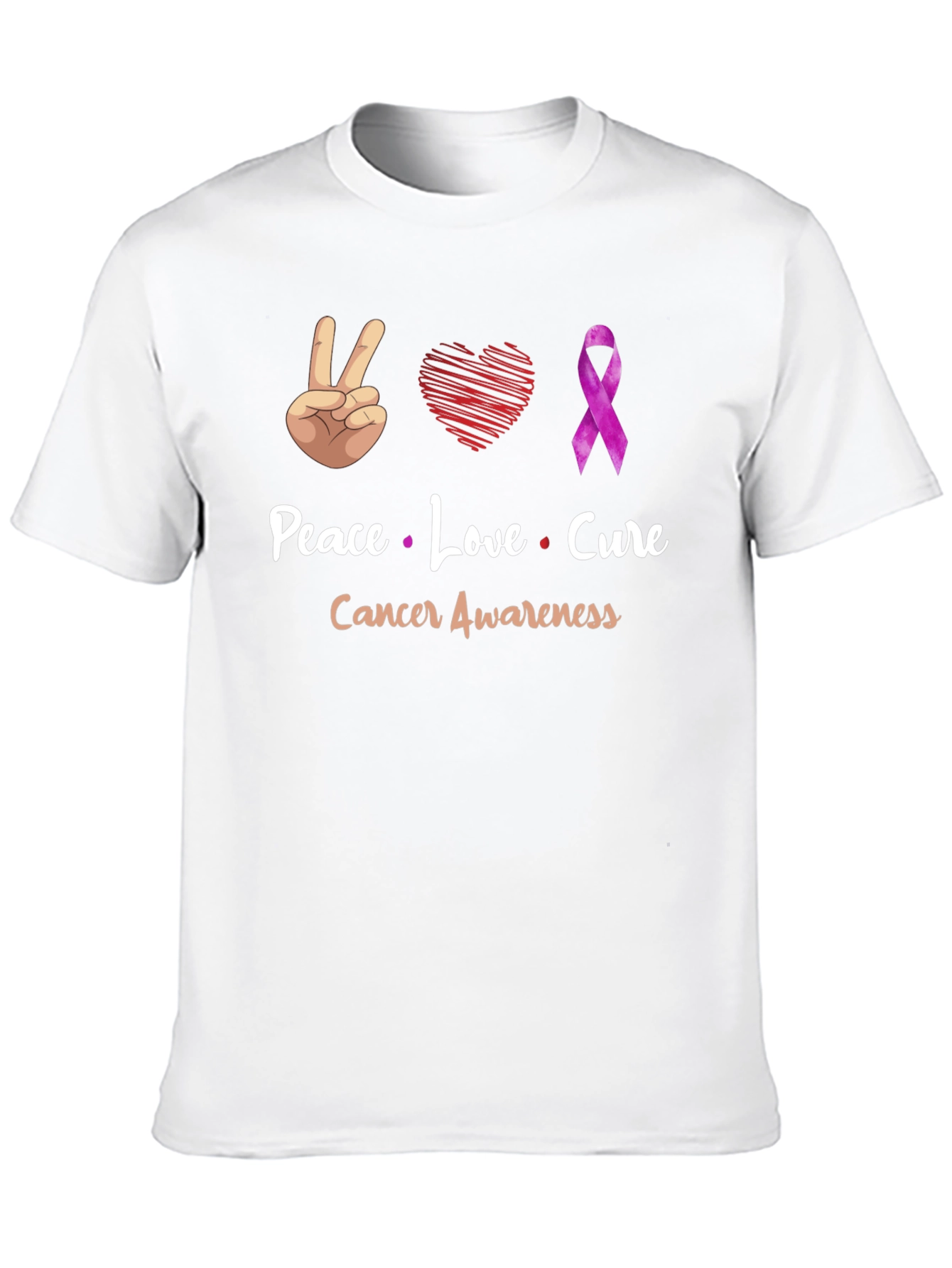 Peace Love Cure Cancer Awareness T-Shirt
