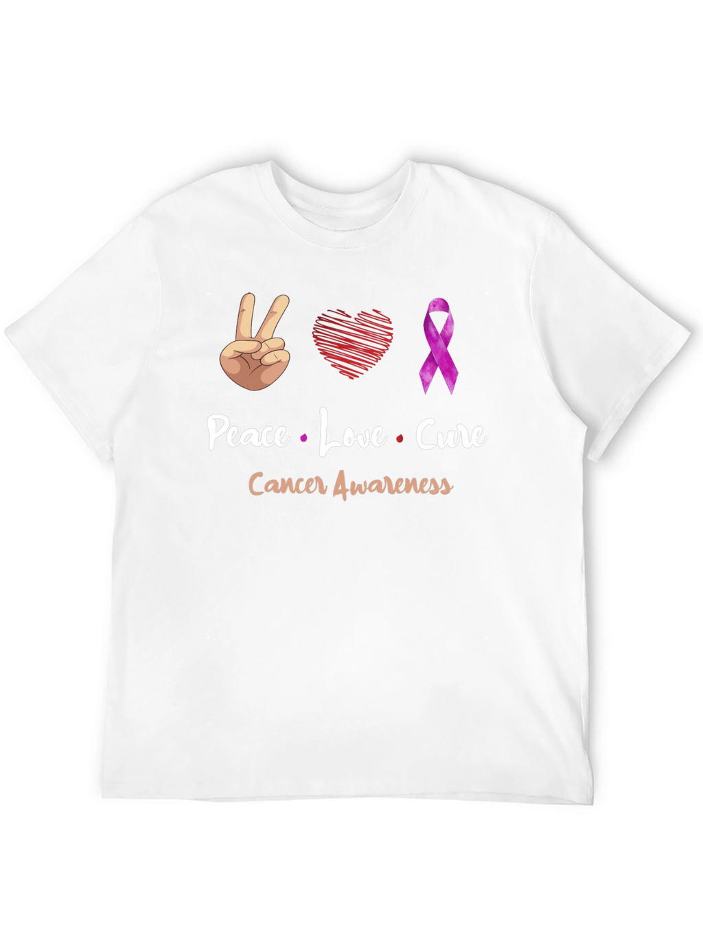 Peace Love Cure Cancer Awareness T-Shirt