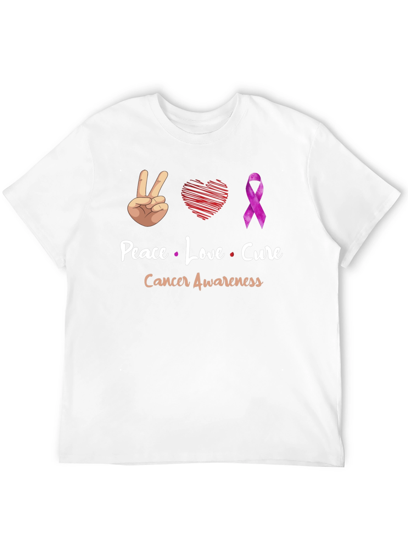 Peace Love Cure Cancer Awareness T-Shirt