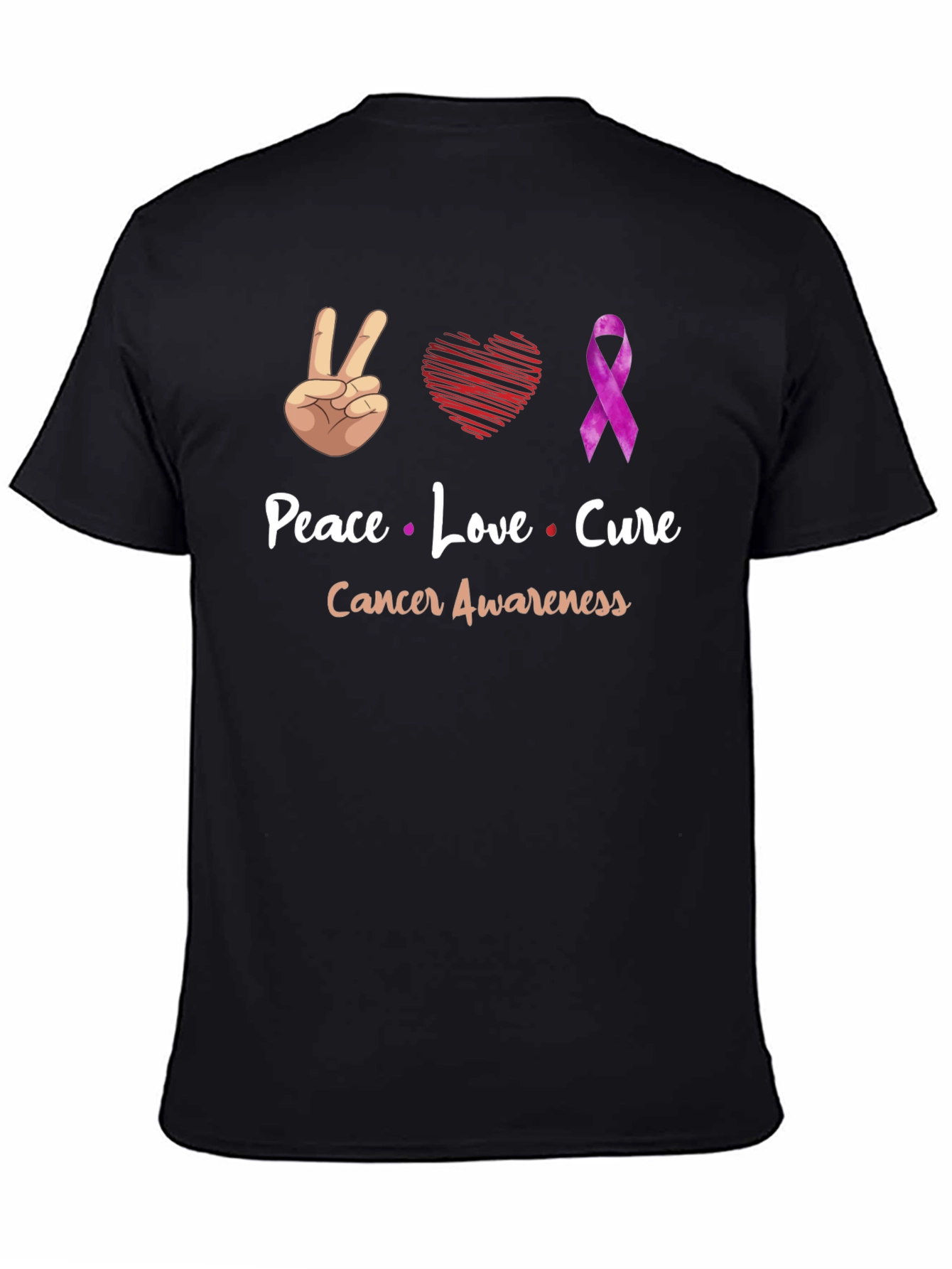 Peace Love Cure Cancer Awareness T-Shirt