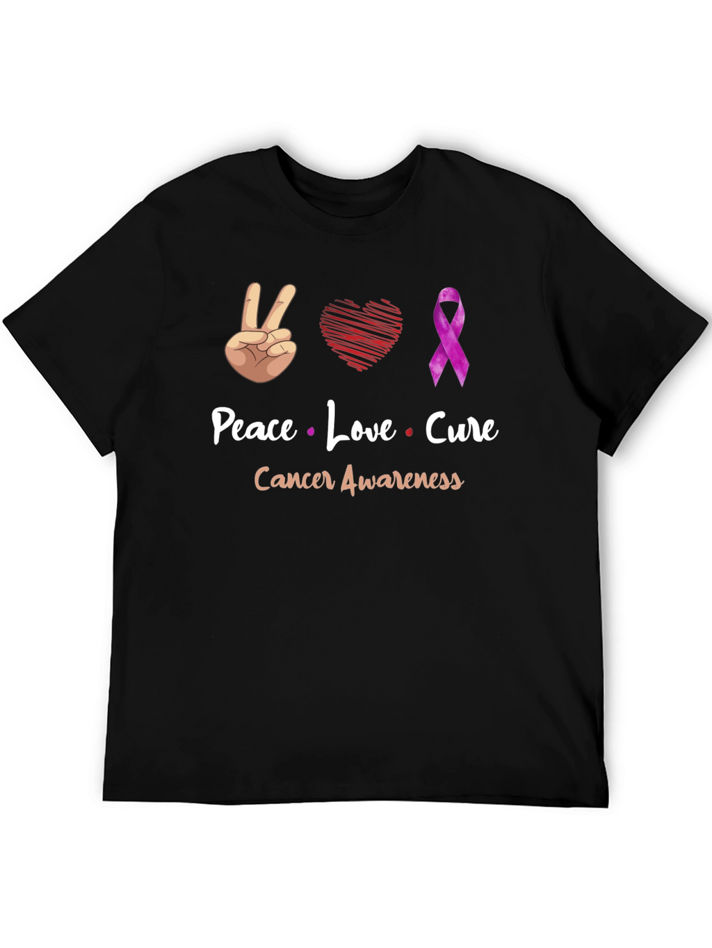 Peace Love Cure Cancer Awareness T-Shirt