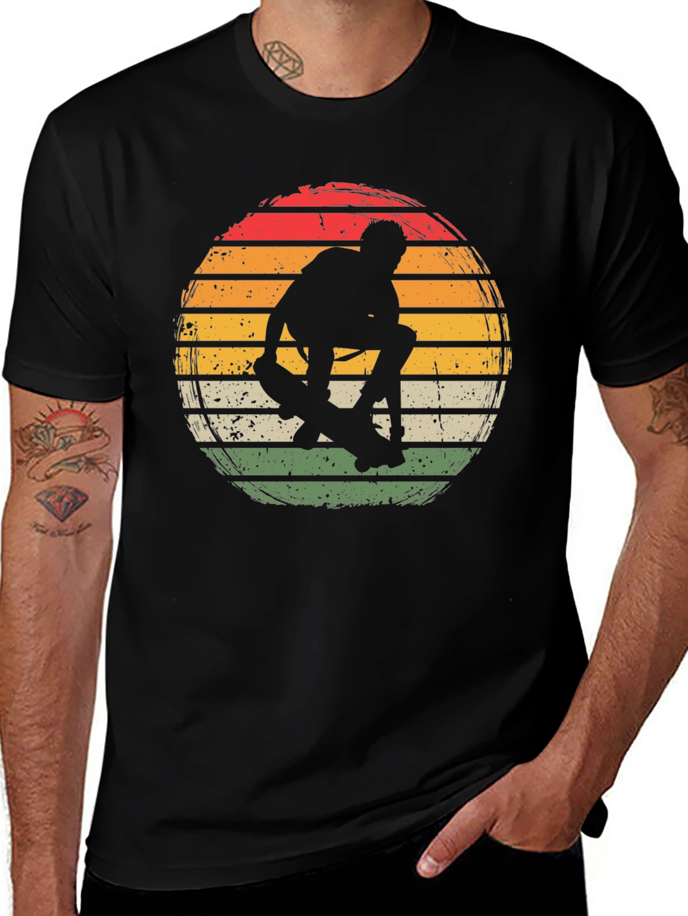 Retro Skateboarder Sunset Graphic Tee