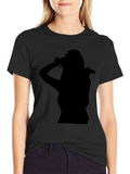 Silhouette Graphic Black Crew Neck Tee