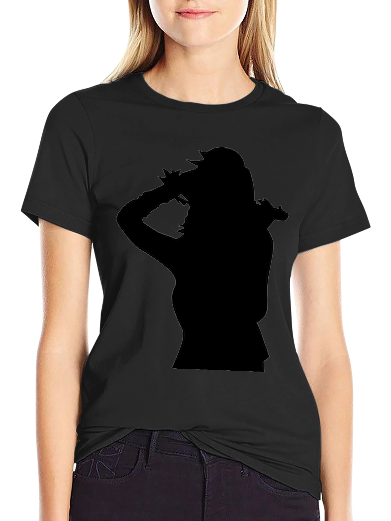 Silhouette Graphic Black Crew Neck Tee