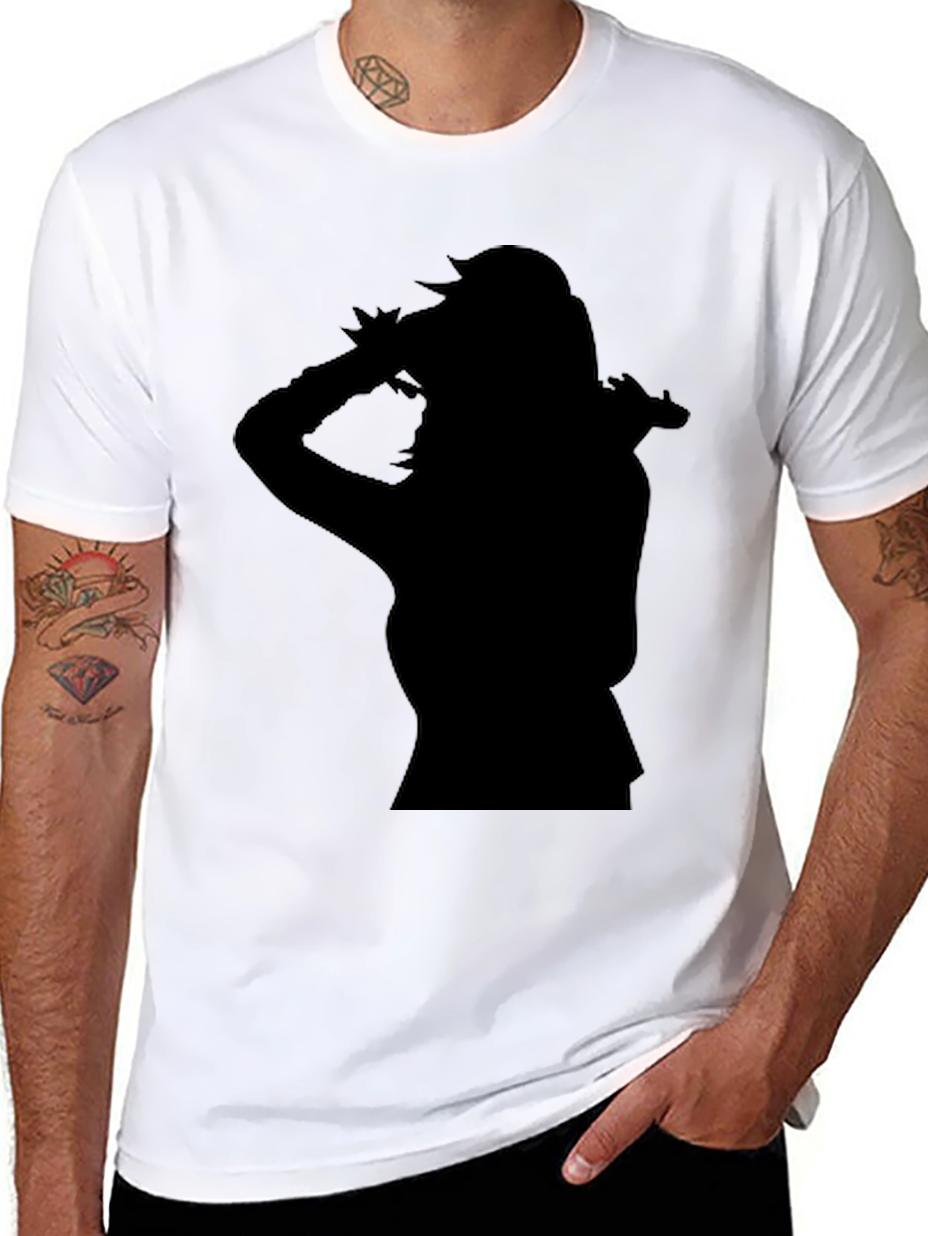 Silhouette Graphic Black Crew Neck Tee