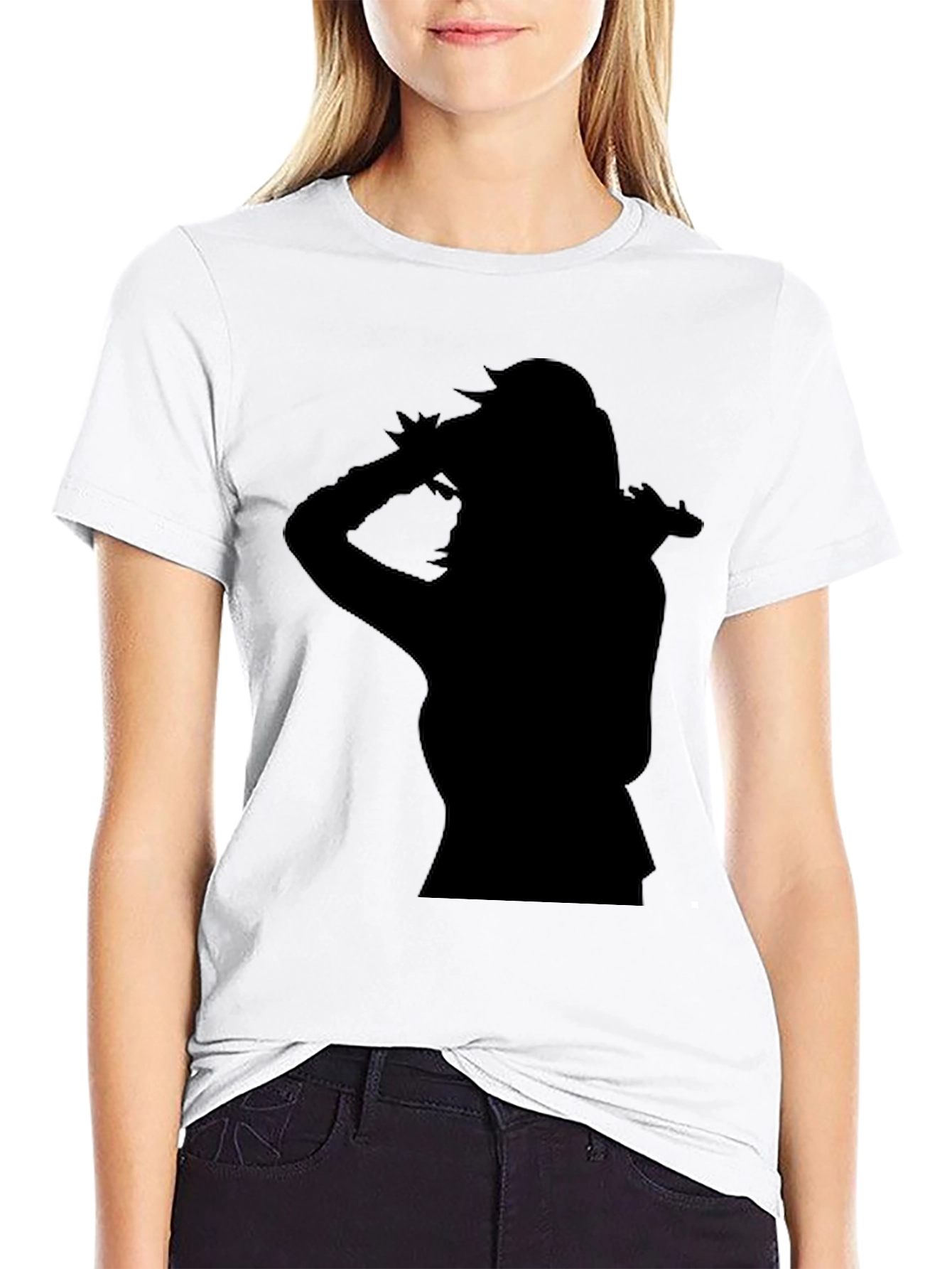 Silhouette Graphic Black Crew Neck Tee