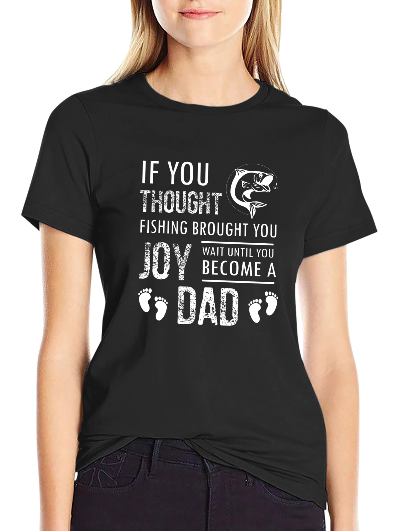 Fishing Dad Graphic Tee - Black Cotton T-Shirt
