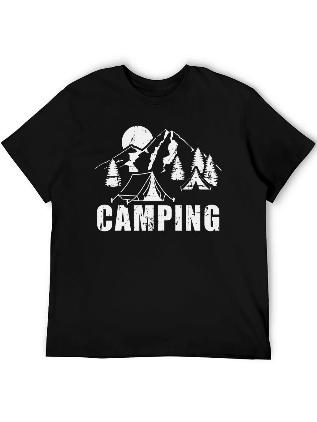 Camping Graphic Print Black T-Shirt