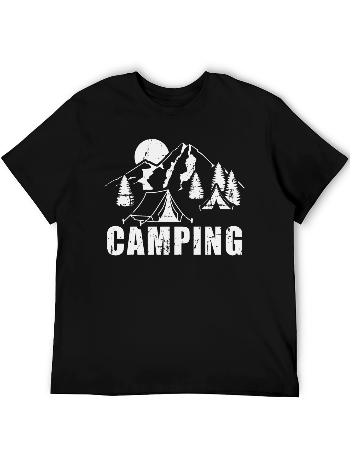Camping Graphic Print Black T-Shirt