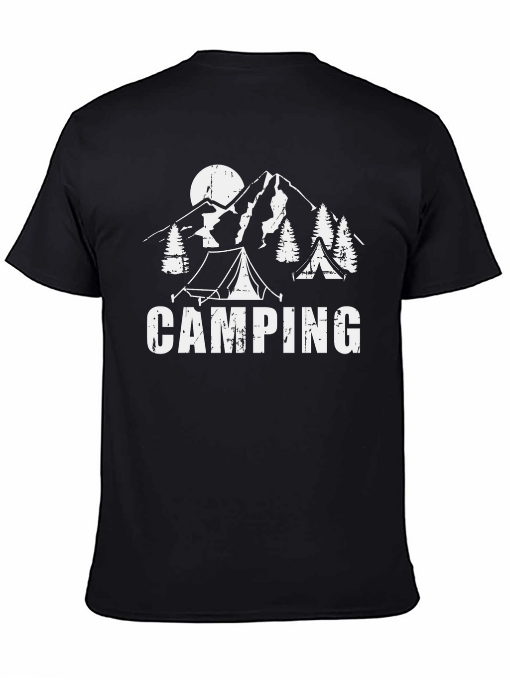 Camping Graphic Print Black T-Shirt