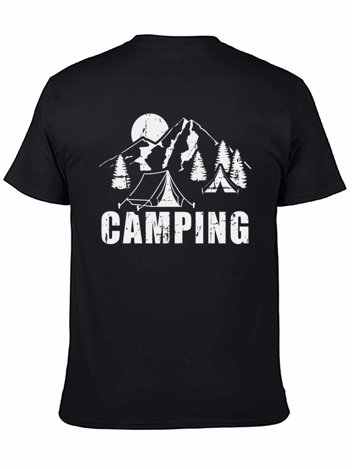 Camping Graphic Print Black T-Shirt