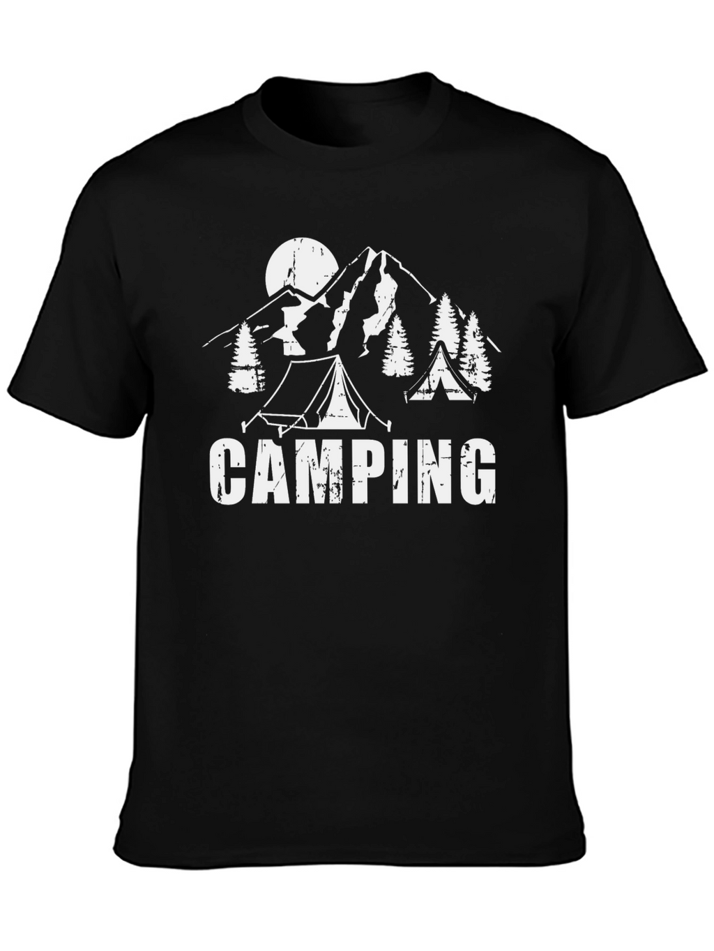 Camping Graphic Print Black T-Shirt