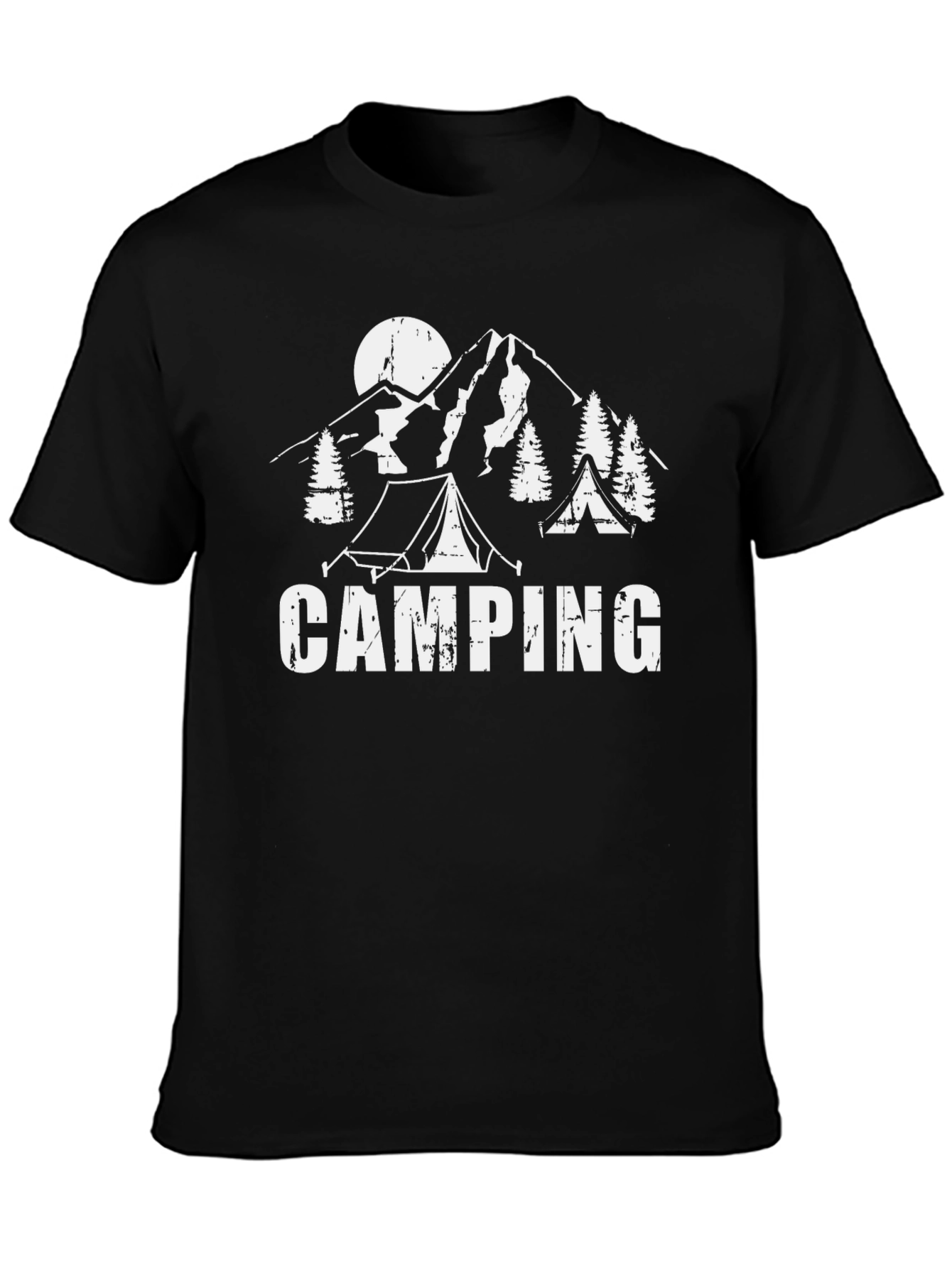Camping Graphic Print Black T-Shirt