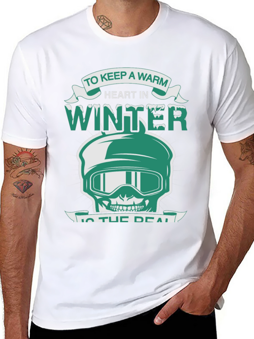 Winter Heart Skull Graphic Tee