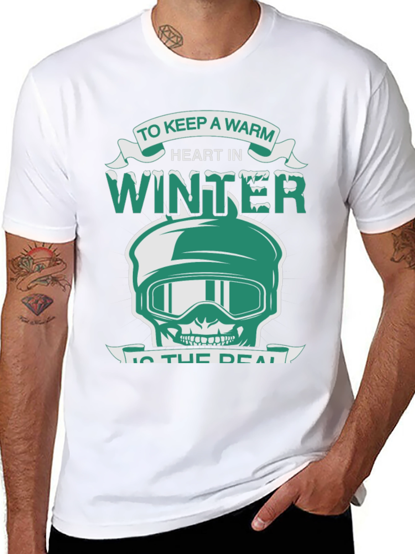Winter Heart Skull Graphic Tee