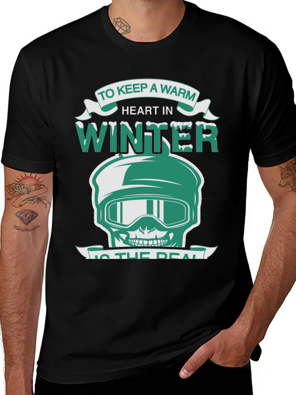 Winter Heart Skull Graphic Tee